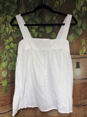 🆕Gilli Off-White Square-Neck Textured Cotton Tank